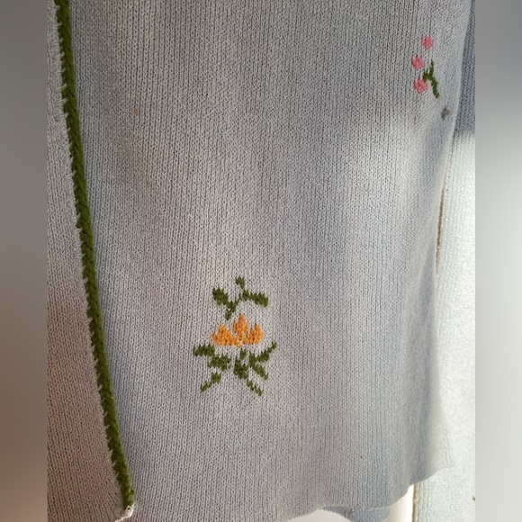 FP Rare Sage Green Embroidered Cropped Cardigan Top - Picture 2 of 7